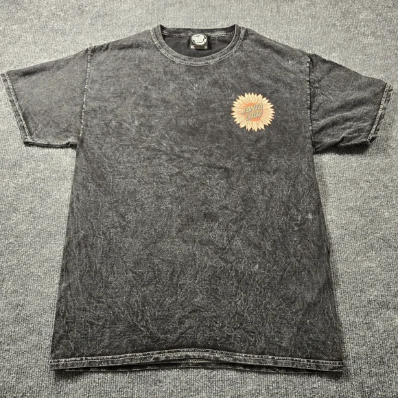 SANTA CRUZ Skateboards Sunflower Dot Black Acid Washed Graphic Tee Womens Size M - Picture 10 of 10